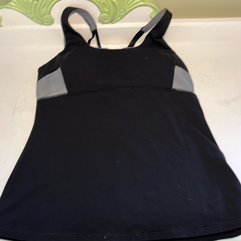 Athleta Fitness Yoga Exercise Tank Top Size Small Black and Gray poss. VTG